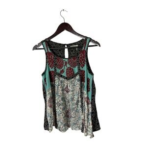 Anthropologie Floreat Tank Top Womens 8 Boho Floral Embroidered Sleeveless